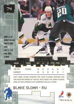 1999-00 Be a Player Millennium Signature Series - All-Star Fantasy Sapphire #74 Blake Sloan Back