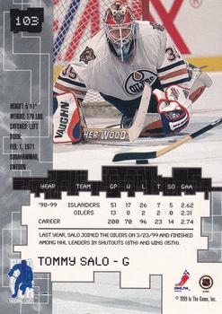 1999-00 Be a Player Millennium Signature Series - All-Star Fantasy Sapphire #103 Tommy Salo Back