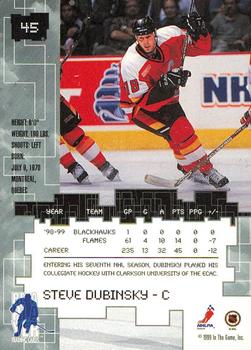 1999-00 Be a Player Millennium Signature Series - All-Star Fantasy Silver #45 Steve Dubinsky Back