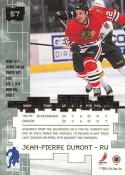 1999-00 Be a Player Millennium Signature Series - All-Star Fantasy Silver #57 Jean-Pierre Dumont Back