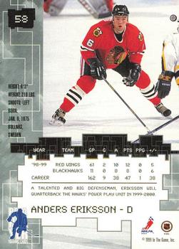 1999-00 Be a Player Millennium Signature Series - All-Star Fantasy Silver #58 Anders Eriksson Back