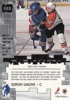 1999-00 Be a Player Millennium Signature Series - All-Star Fantasy Silver #183 Simon Gagne Back