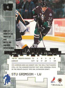 1999-00 Be a Player Millennium Signature Series - Chicago Sun-Times Gold #6 Stu Grimson Back