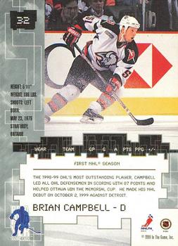 1999-00 Be a Player Millennium Signature Series - Chicago Sun-Times Gold #32 Brian Campbell Back