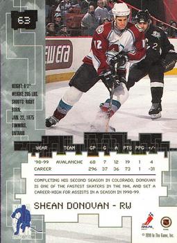 1999-00 Be a Player Millennium Signature Series - Chicago Sun-Times Gold #63 Shean Donovan Back