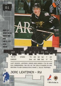 1999-00 Be a Player Millennium Signature Series - Chicago Sun-Times Gold #81 Jere Lehtinen Back
