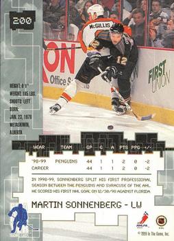 1999-00 Be a Player Millennium Signature Series - Chicago Sun-Times Gold #200 Martin Sonnenberg Back