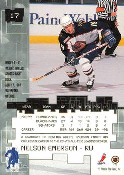 1999-00 Be a Player Millennium Signature Series - Chicago Sun-Times Ruby #17 Nelson Emerson Back