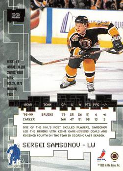 1999-00 Be a Player Millennium Signature Series - Chicago Sun-Times Ruby #22 Sergei Samsonov Back