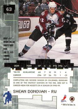 1999-00 Be a Player Millennium Signature Series - Chicago Sun-Times Ruby #63 Shean Donovan Back