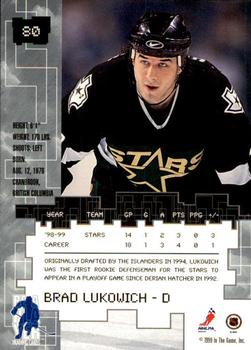 1999-00 Be a Player Millennium Signature Series - Chicago Sun-Times Ruby #80 Brad Lukowich Back
