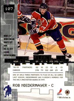 1999-00 Be a Player Millennium Signature Series - Chicago Sun-Times Ruby #107 Rob Niedermayer Back