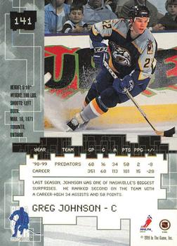 1999-00 Be a Player Millennium Signature Series - Chicago Sun-Times Ruby #141 Greg Johnson Back