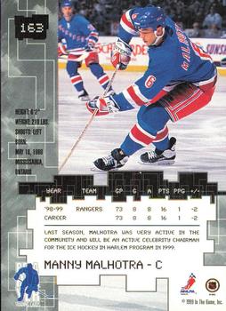1999-00 Be a Player Millennium Signature Series - Chicago Sun-Times Ruby #163 Manny Malhotra Back