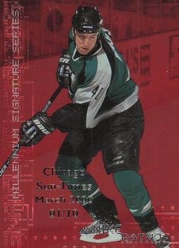 1999-00 Be a Player Millennium Signature Series - Chicago Sun-Times Ruby #209 Mike Rathje Front