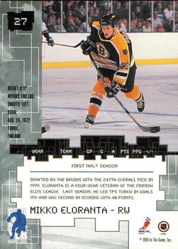 1999-00 Be a Player Millennium Signature Series - Chicago Sun-Times Sapphire #27 Mikko Eloranta Back