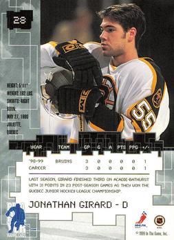 1999-00 Be a Player Millennium Signature Series - Chicago Sun-Times Sapphire #28 Jonathan Girard Back