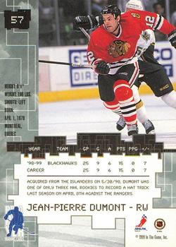 1999-00 Be a Player Millennium Signature Series - Chicago Sun-Times Sapphire #57 Jean-Pierre Dumont Back