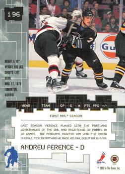 1999-00 Be a Player Millennium Signature Series - Chicago Sun-Times Sapphire #196 Andrew Ference Back