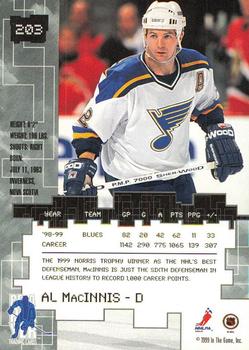 1999-00 Be a Player Millennium Signature Series - Chicago Sun-Times Sapphire #203 Al MacInnis Back