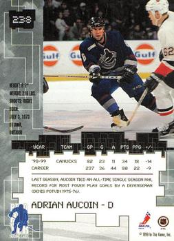 1999-00 Be a Player Millennium Signature Series - Chicago Sun-Times Sapphire #238 Adrian Aucoin Back
