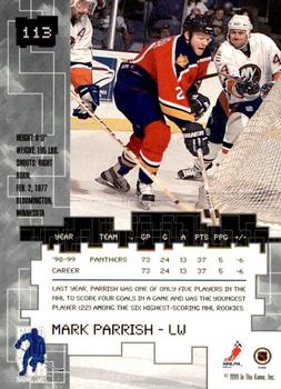 1999-00 Be a Player Millennium Signature Series - Toronto Spring Expo Gold #113 Mark Parrish Back