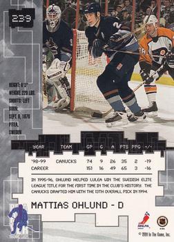 1999-00 Be a Player Millennium Signature Series - Toronto Spring Expo Gold #239 Mattias Ohlund Back
