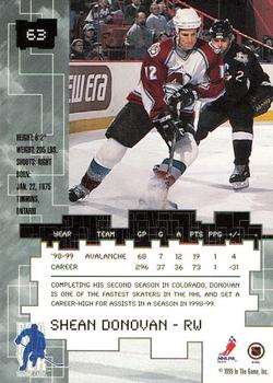 1999-00 Be a Player Millennium Signature Series - Toronto Spring Expo Silver #63 Shean Donovan Back