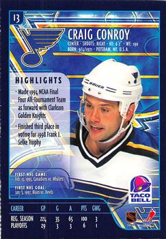 1999-00 Taco Bell St. Louis Blues #13 Craig Conroy Back