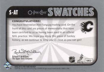 2006-07 O-Pee-Chee - Swatches #S-AT Alex Tanguay Back