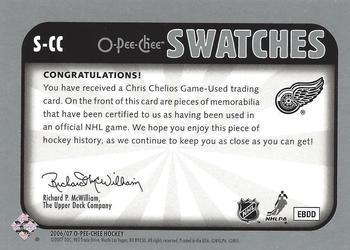 2006-07 O-Pee-Chee - Swatches #S-CC Chris Chelios Back