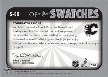 2006-07 O-Pee-Chee - Swatches #S-CK Chuck Kobasew Back