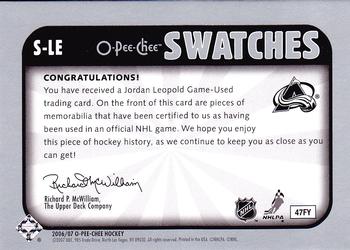2006-07 O-Pee-Chee - Swatches #S-LE Jordan Leopold Back