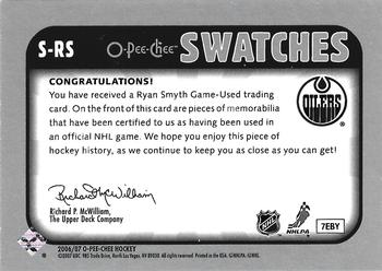 2006-07 O-Pee-Chee - Swatches #S-RS Ryan Smyth Back