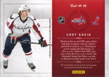 2011-12 Panini Rookie Anthology #119 Cody Eakin Back