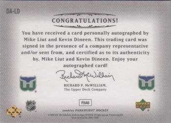 2006-07 Parkhurst - Dual Signatures #DA-LD Kevin Dineen / Mike Liut Back