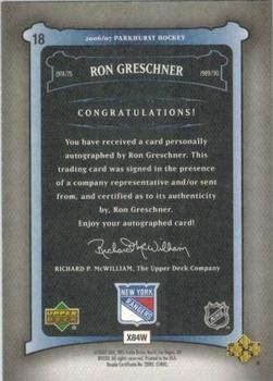 2006-07 Parkhurst - Autographs #18 Ron Greschner Back