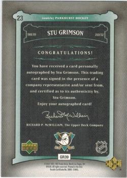 2006-07 Parkhurst - Autographs #23 Stu Grimson Back