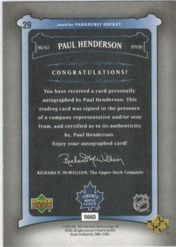 2006-07 Parkhurst - Autographs #29 Paul Henderson Back