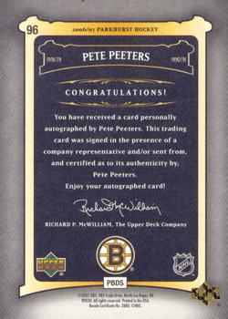 2006-07 Parkhurst - Autographs #96 Pete Peeters Back