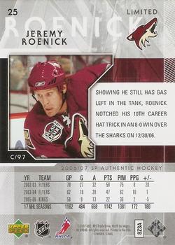 2006-07 SP Authentic - Limited #25 Jeremy Roenick Back