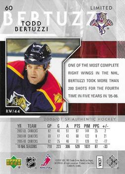 2006-07 SP Authentic - Limited #60 Todd Bertuzzi Back