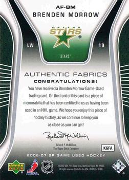 2006-07 SP Game Used - Authentic Fabrics #AF-BM Brenden Morrow Back