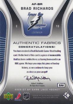 2006-07 SP Game Used - Authentic Fabrics #AF-BR Brad Richards Back