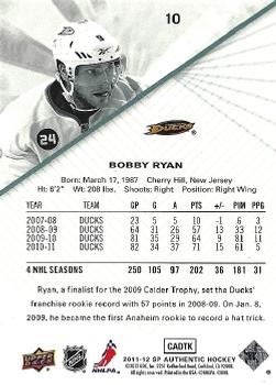 2011-12 SP Authentic #10 Bobby Ryan Back