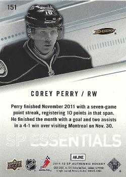 2011-12 SP Authentic #151 Corey Perry Back