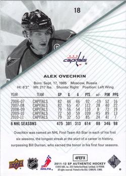 2011-12 SP Authentic #18 Alex Ovechkin Back