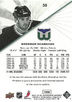 2011-12 SP Authentic #59 Brendan Shanahan Back