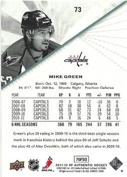 2011-12 SP Authentic #73 Mike Green Back