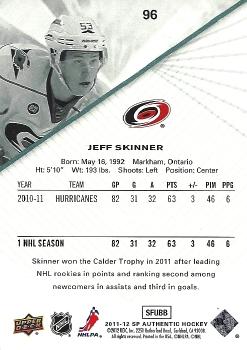 2011-12 SP Authentic #96 Jeff Skinner Back